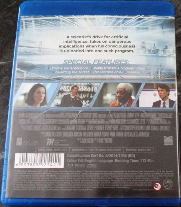 TRANSCENDENCE BLU RAY Johnny Depp