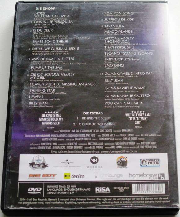 EMO ADAMS IS DUIDELIK DVD [SA Afrikaans shelf]