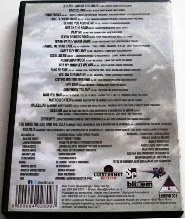 SES SNARE Live met Mathys Roets Wouter van de Venter etc DVD [SA Afrikaans shelf]