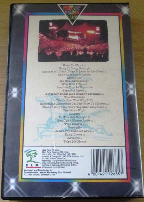 PHIL COLLINS Seriously Live VHS Video Cassette