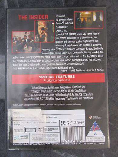 THE INSIDER DVD Al Pacino Russell Crowe [DVD BBOX 4] Region 2