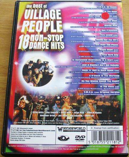 THE VILLAGE PEOPLE Best of The Village People 18 Non Stop Dance Hits DVD