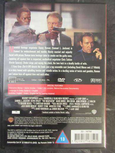 THE NEGOTIATOR DVD Samuel L Jackson Kevin Spacey [DVD BBOX 2]