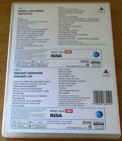 ANDREW LLOYD WEBBER Masterpiece + ENGELBERT HUMPERDINK Live 2xDVD