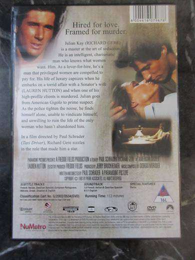AMERICAN GIGOLO DVD Richard Gere [BBOX 8] Region 2