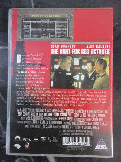 THE HUNT FOR THE RED OCTOBER DVD Sean Connery Alec Baldwin [BBOX 6] Region 2
