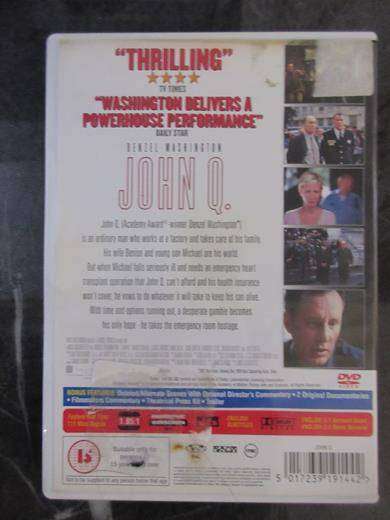 JOHN Q DVD Denzel Washington Robert Duvall Ray Liotta [BBOX 6] Region 2