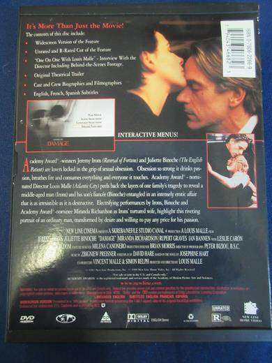 DAMAGE DVD Jeremy Irons [BBOX 6]