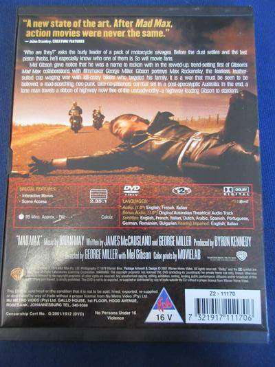 MAD MAX DVD Mel Gibson [DVD BBOX 11]