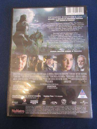THE WOLFMAN Extended Director's Cut DVD Anthony Hopkins [BBOX 11] REGION 2