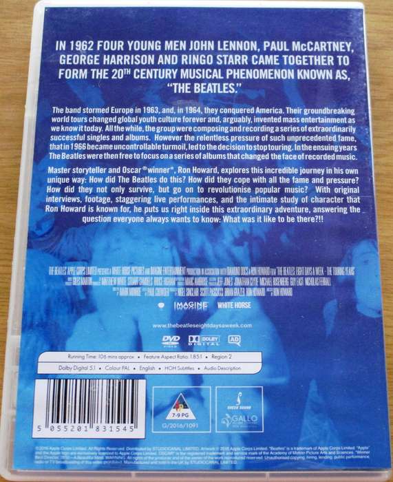THE BEATLES Eight Days a Week The Touring Years DVD