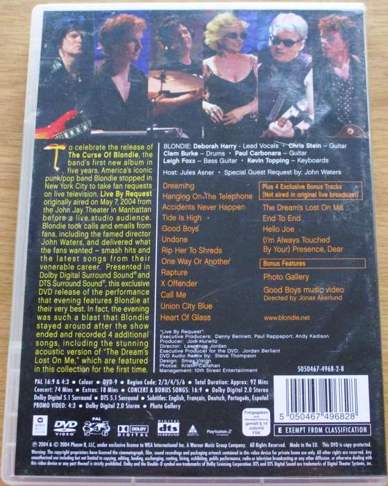 BLONDIE Live by Request DVD