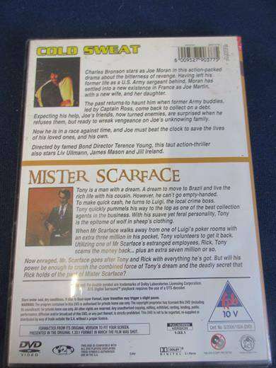 COLD SWEAT + MISTER SCARFACE DVD Charles BRONSON [BBOX 9] Region 2