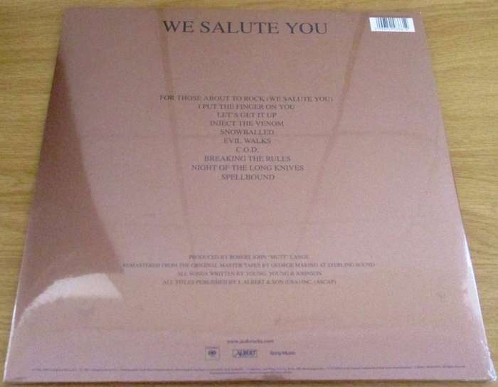 AC/DC For Those About To Rock (We Salute You) 2003 European Pressing VINYL LP Record