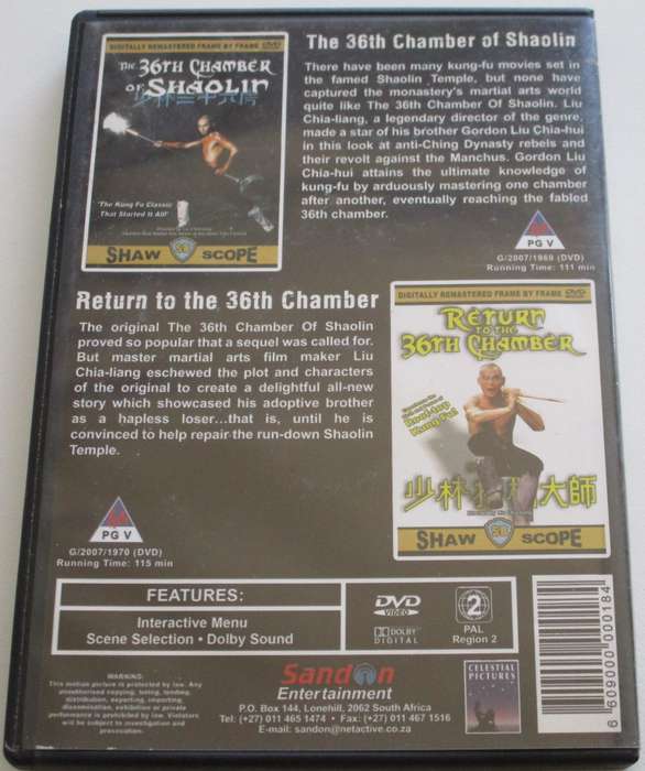 SHAW BROTHERS 36th Chamber of Shaolin + Return of the 36th Chamber 2xDVD [BBOX 1]