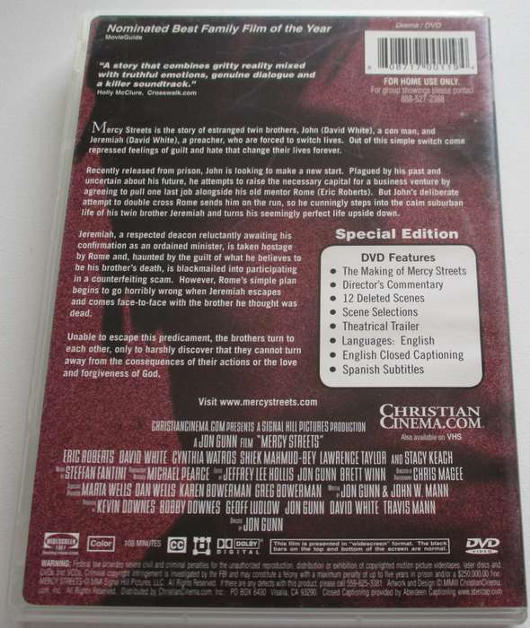 MERCY STREETS Eric Roberts DVD [BBOX 7] Region 1