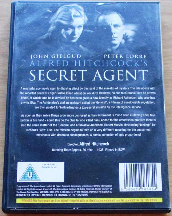 ALFRED HITCHCOCK'S SECRET AGENT DVD [BBOX 5] Region 2