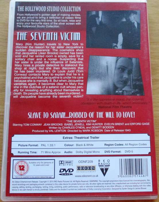 THE SEVENTH VICTIM DVD [BBOX 6] Region 0