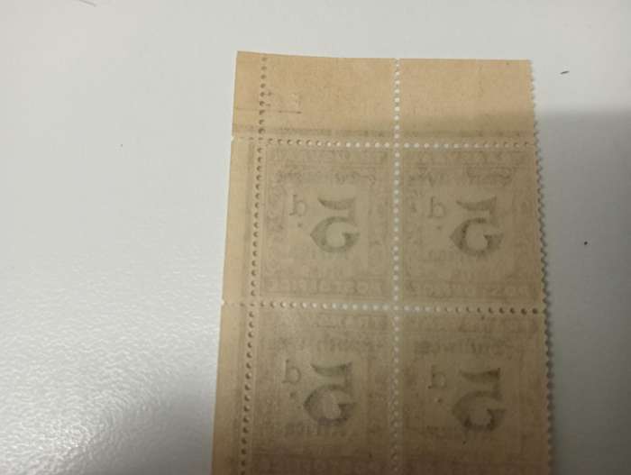 TVL- POSTAGE DUE CORNER BLOCK WITH PRINTER MARK AND " 1 FOR t CUT SHORT " !!-SUPERB MINT LIGHT H.R.
