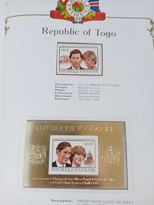 2  LADY DI ALBUMS WITH QUITE A FEW mini sheets and sets-see below SCARCE GOLD IMPERF etc