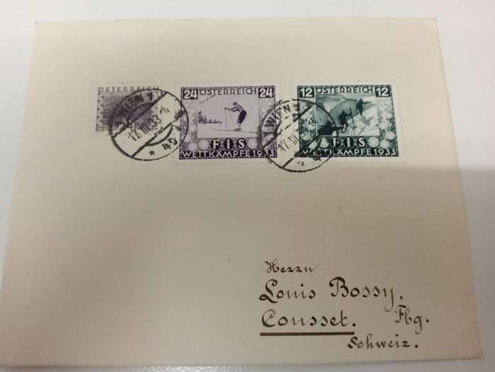 AUSTRIA-EXTREMELY RARE COVER " SKI 'FIS' ISSUES " 1933 catalogue value 355 GBP