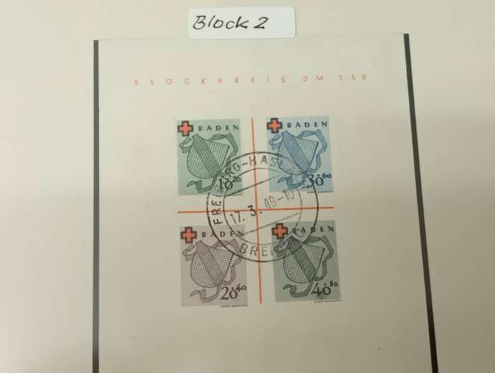 GERMAN STATES- R31 500.00   BADEN  1949 VERY SCARCE IMPERF m/sheet superb used