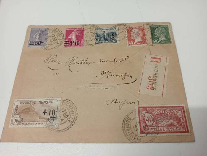 FRANCE-1930`s   6 VERY SCARCE COVERS-MIXED FRANKING ETC-MUST SEE BELOW-one taxed to UNION