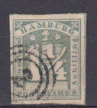 GERMAN STATES- HAMBERG R2100.00     1859 SCARCE Michel 8 superb used