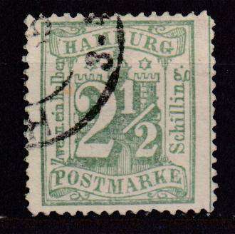 GERMAN STATES HAMBURG   R2100.00   -1866 Michel 22 SUPERB used very scarce so nice !!!