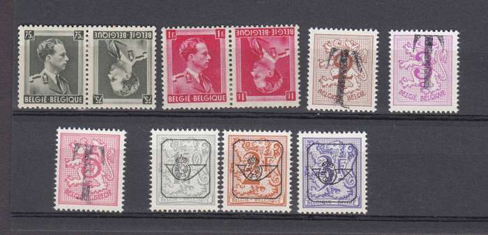 BELGIUM-SCARCE tete beche lot-heads h.r. rest TAX etc umm