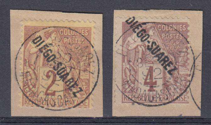 DIEGO SUAREZ 1892 TWO superb on piece BOTH SIGNED !   R1580.00