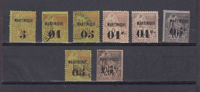 FRENCH MARTINIQUE   R 6050.00     1886/8 SG 1 has a pin hole rest vfu/m h.r. SG 12 IS SCARCE