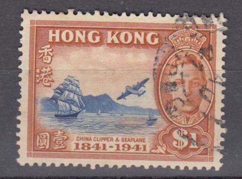 HONG KONG-KGVI $1 VFU   R745.00