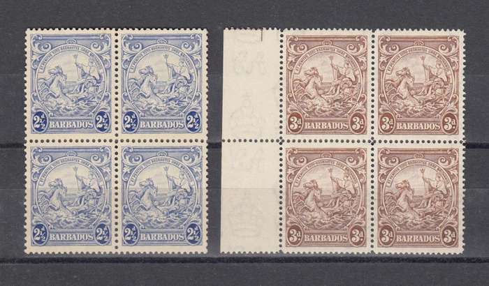 BARBADOS-KGVI TWO VF UMM BLOCKS