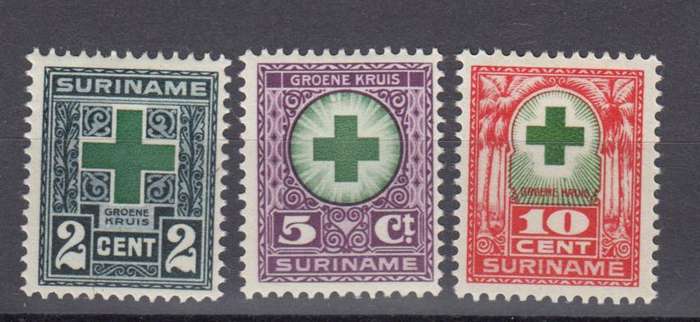 SURINAME-1927 GREEN CROSS SET SUPERB MINT-H.R.