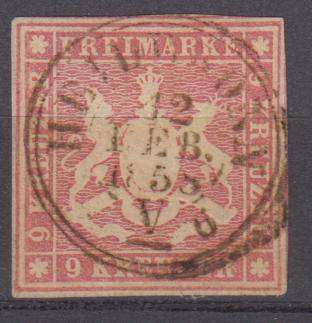 WURTTEMBERG-1861 VERY SCARCE   R6720.00 Michel 19y  SUPERB USED