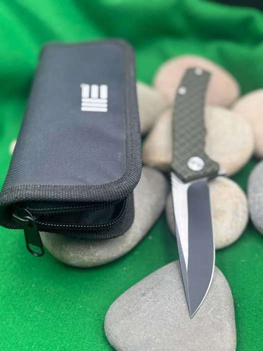 We Knife 711B Green/Black G10 Handle Black Stonewash/Satin Blade Knife