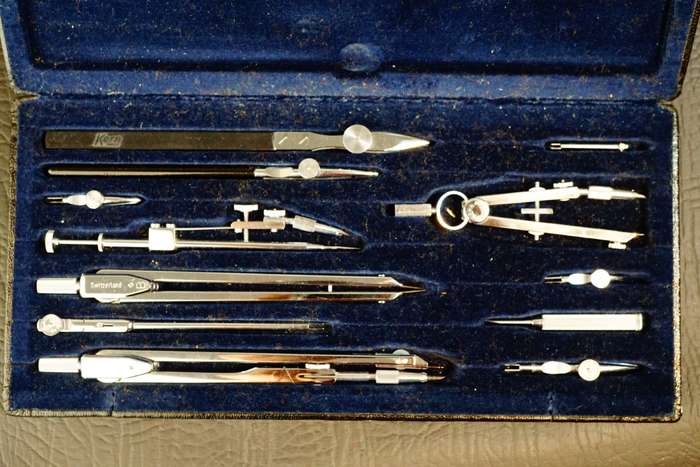 Vintage Kern Aarau Swiss High Precision Drawing Set In Original Box **Complete Excellent Condition**