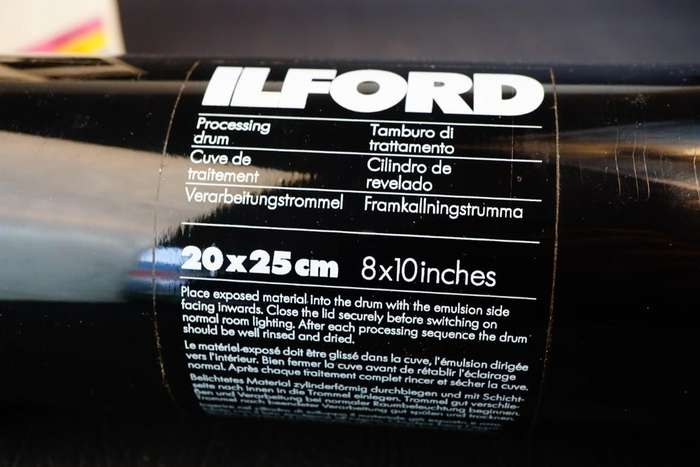 Ilford 8X10 in 20X25cm Film Processing Drum for 8X10 Film with Original Box **Good Condition**