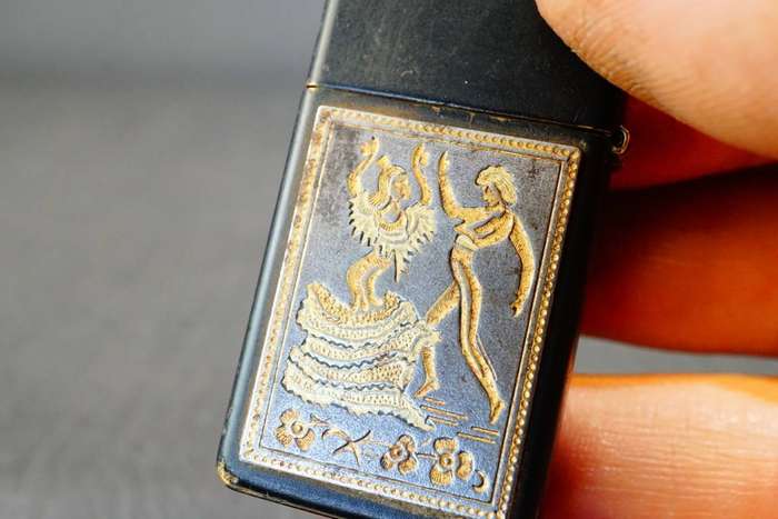 Zippo Slim Lighter Brass with Black Paint Lladro Flamenco Dancers **Good Condition**