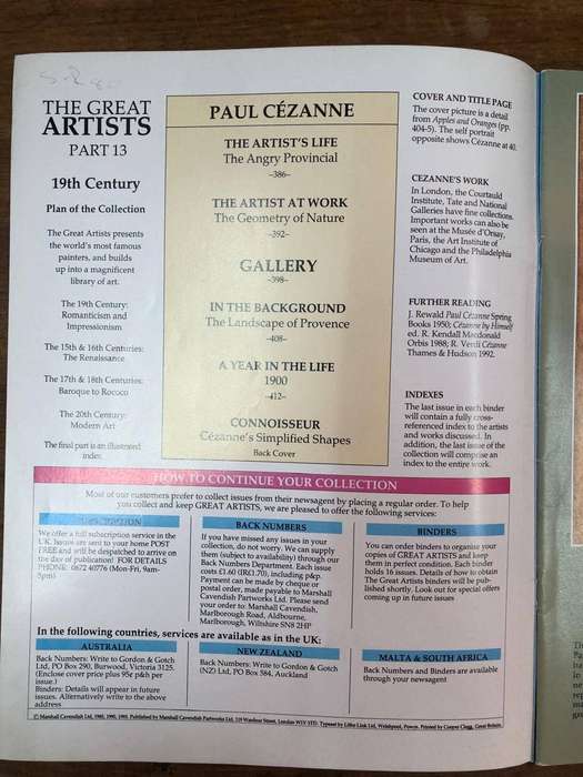 The Great Artists 13 (Cezanne) - A Marshall Cavendish Weekly Collection (Paperback)