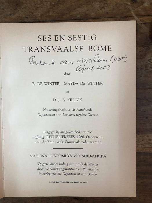 Ses en Sestig Transvaalse Bome - B De Winter, Mayda De Winter en DJB Killick (Paperback)