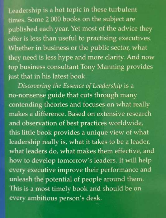 Discovering the essence of leadership - Tony Manning (Paperback)