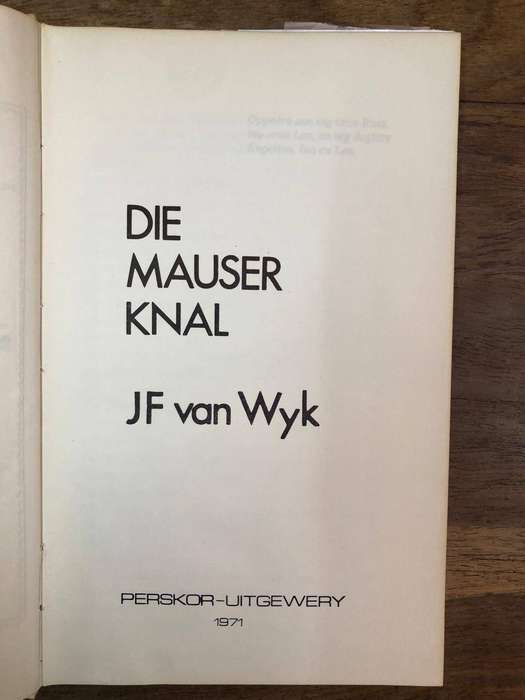Die Mauser Knal - JF Van Wyk (Hardcover with dj)