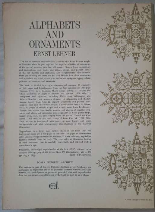 Alphabets and Ornaments - Ernest Lehner (Paperback)