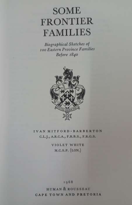 Some frontier Families. - Ivan Mitford-Barberton (Hardcover without DJ)