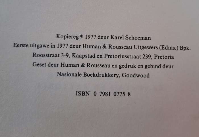 Afrika:  'n Roman. - Karel Schoeman (First Edition) (Hardcover)