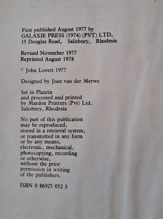 Contact: A Tribute to those who serve Rhodesia. - John Lovett (Hardcover without Dj)