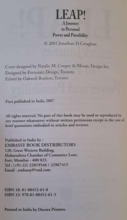 Leap! A Journey to Personal Power and Possibility - Jonathan Creaghan (Paperback)