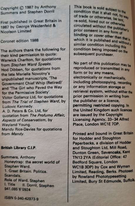 Honeytrap - Anthony Summers & Stephen Dorril (Paperback with no DJ)